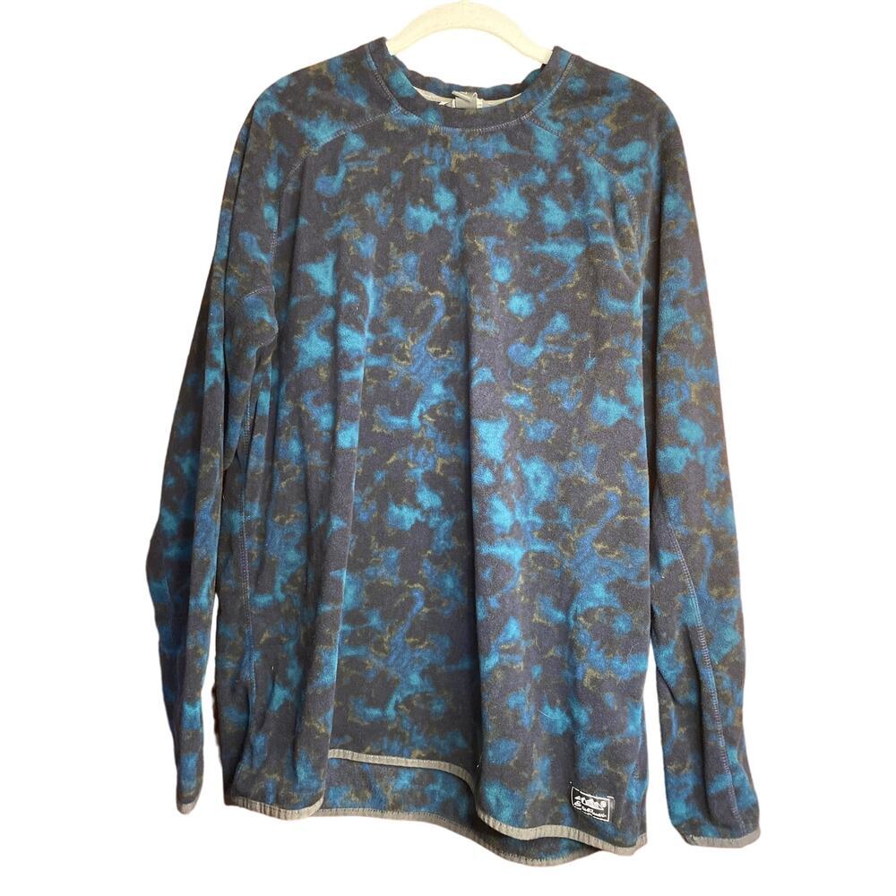 Fleece Eddie Bauer Camo Blue Green Sweatshirt Large